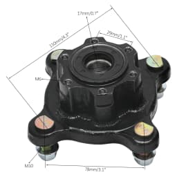 2PCS Disc Rotor Go Kart ATV 4 Stud Front Wheel Rim Hub Stub Axle for 110cc 125cc 150cc Quad Dirt Bike ATV Buggy