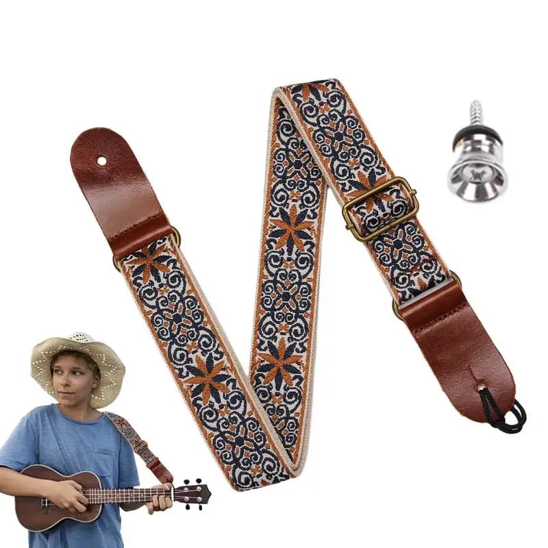 Floral Embroidered Ukulele Strap Vintage Style Ukulele Shoulder Strap Exquisite All Purpose Guitar Strap Christmas Gift For