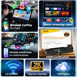 2026 Carlinkit Wired CarPlay to HDMI Adapter For Fire TV Stick Videos HDMI Streaming Box Faster Connect 2K Support HDMI Devices