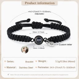 Mother's Day Gift Custom Photo Projection Beaded Adjustable Braid Bracelets Personalized Letter Heart Pendant Bracelet