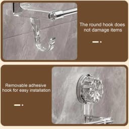 Double rod suction cup towel rack Non punching strong adsorption bathroom storage rack With hook