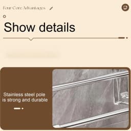 Double rod suction cup towel rack Non punching strong adsorption bathroom storage rack With hook