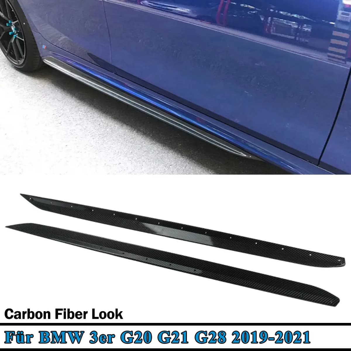 Pair Performance Side Skirts For BMW 3 Series G20 330i M340i 19-21 Carbon Look