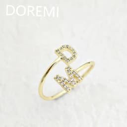 DOREMI Bubble Crystal Letter Women Stagger Letter Ring Custom Design Girls Gift Jewelry Custom Letter Rings
