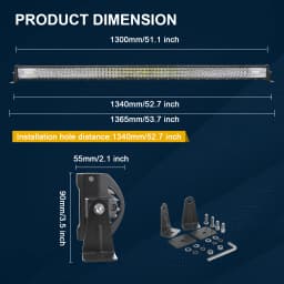 7D 22 - 52in Straight 270W-675W Off Road LED Light Bar with Strong Magnet Brackets Wire 12V 24V Led Bar for SUV Truck 4x4 Boat
