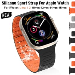 Magnetic Silicone Strap For Apple Watch Ultra 2 Band 49mm 45mm Rubber Band For iWatch Series 9 8 7 6 4 5 4 se 44mm 42mm Bracelet