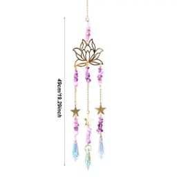 Amethyst Lotus Flower Charm Lotus Flower Crystal Pendant Window Suspension Prism Ornaments For Cars Home Offices
