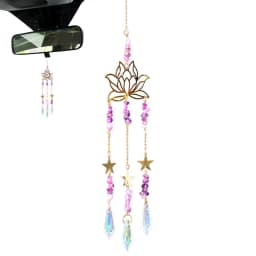 Amethyst Lotus Flower Charm Lotus Flower Crystal Pendant Window Suspension Prism Ornaments For Cars Home Offices