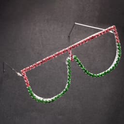 Stonefans New Pind and Green Patchwork Eyeglass Frames for Women 2024 Vintage Oversized Face Hair Jewelry Accessories Sunglasses