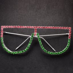 Stonefans New Pind and Green Patchwork Eyeglass Frames for Women 2024 Vintage Oversized Face Hair Jewelry Accessories Sunglasses