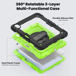 for iPad Air 11 M2 A2902 2024 , Military Grade Shockproof Protector Silicone Cover Pencil Holder+Handle Shoulder Strap