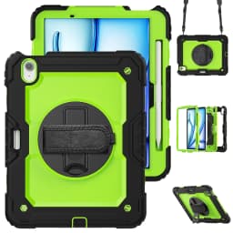 for iPad Air 11 M2 A2902 2024 , Military Grade Shockproof Protector Silicone Cover Pencil Holder+Handle Shoulder Strap