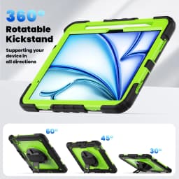 for iPad Air 11 M2 A2902 2024 , Military Grade Shockproof Protector Silicone Cover Pencil Holder+Handle Shoulder Strap