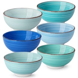 Vancasso Bonita 6-Piece 380ML/820ML Porcelain Vintage Handpainted Ceramic Soup/Mixing/Fruit/Noodle/Ramen Large Serving Bowl Set