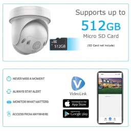 8MP ColorVu PTZ IP Camera 5X Zoom Hybrid Light 2-way Audio SD Card Slot Network CCTV Camera Hikvision Compatible