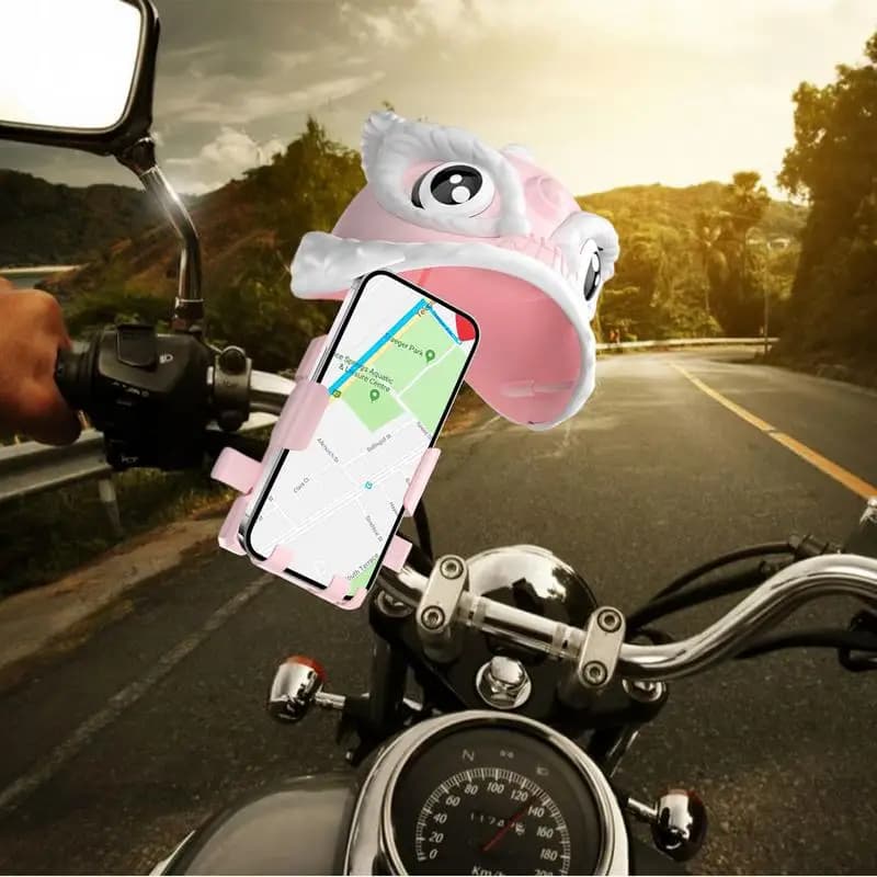 Motorcycle Phone Mount Waterproof Stable Phone Holder With Lion Hat Navigation Stand With Strong Spring Arm Multifunctional