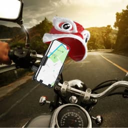 Motorcycle Phone Mount Waterproof Stable Phone Holder With Lion Hat Navigation Stand With Strong Spring Arm Multifunctional