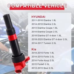 Carbole 4 Ignition Coil & 4 Platinum Spark Plug for Kia Soul Forte Hyundai Elantra UF651