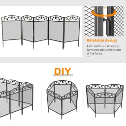 5pcs Iron Garden Decorative Fence Panels Lawn Border Metal Animal Barrier for Outdoor Landscape Decor
