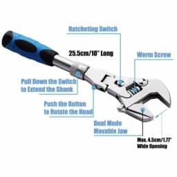 Multifunction 5 in1 Torque Wrench 10 Inch Adjustable Ratchet Wrench 180 Degree Folding Spanner Household Maintenance Manual Tool