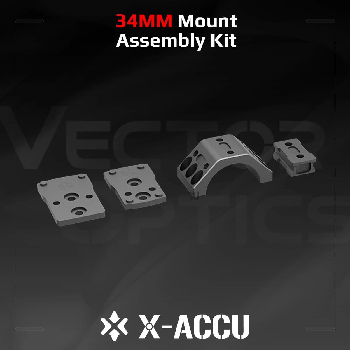 Vector Optics 30/34mm X-ACCU Mount Assembly Kit Enables Add Red Dot Sight on Top of Scope Fit MOJ & MAG Footprint
