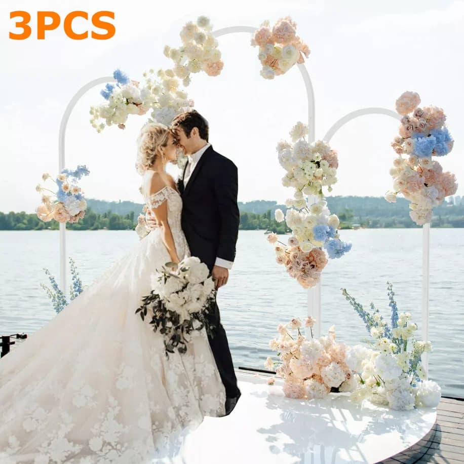 3pcs Metal Backdrop Stand Set Wedding Arch Frame Birthday Party Decorative Arch for Wedding Ceremony Backdrop