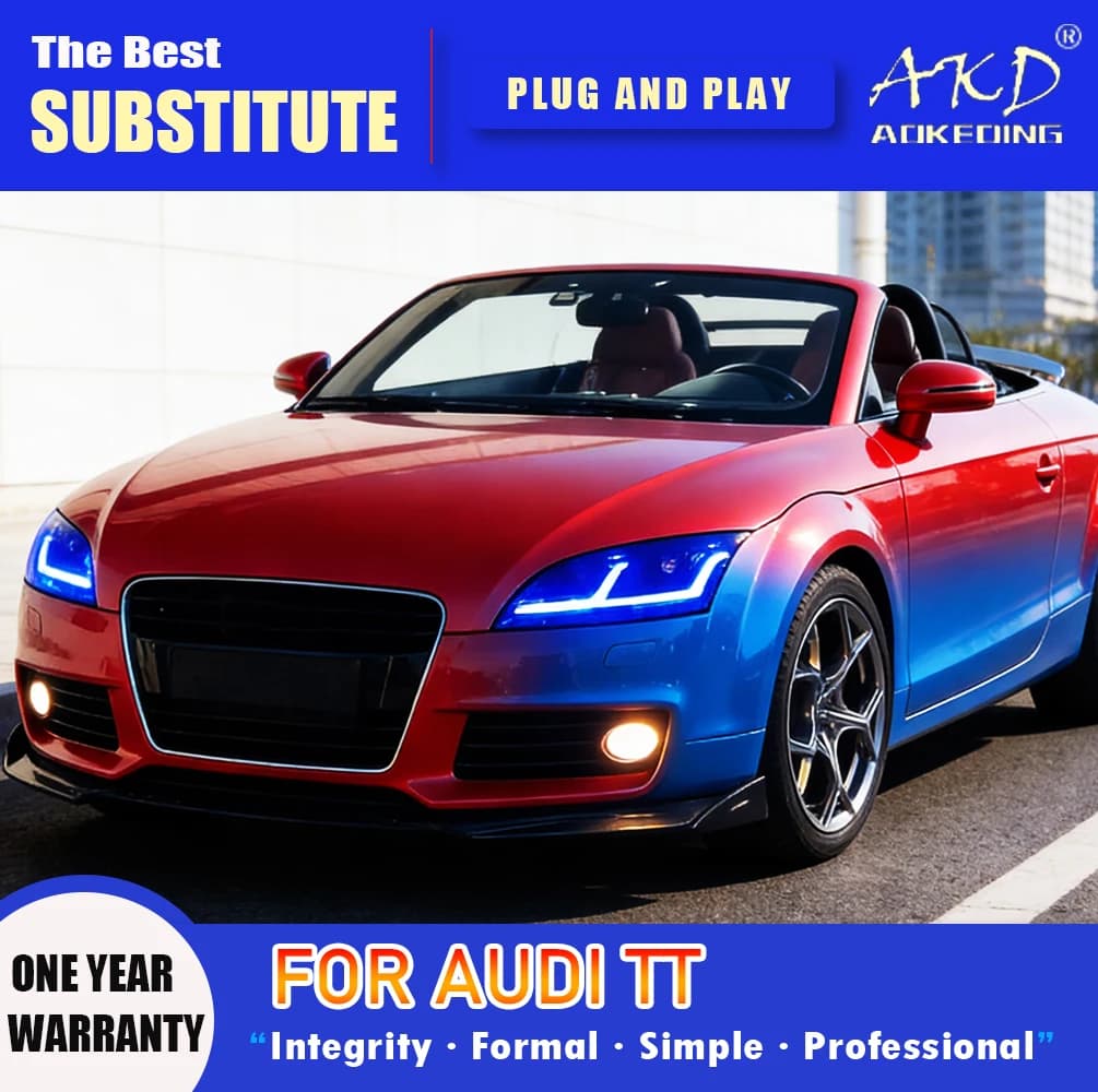 AKD Head Lamp for AUDI TT LED Headlight 2006-2012 Headlights TT DRL Turn Signal High Beam Angel Eye Projector Lens