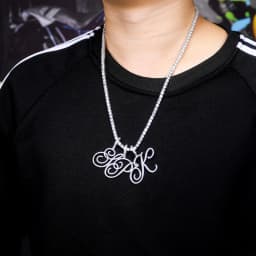 JINAO NEW Fashion Cursive Letters A-Z Pendant& Necklace Hip Hop Cubic Zircon Charm jewelry for Men Women Gifts