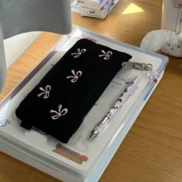 Student Pencil Case Zipper Embroidery Bow Pencil Bag Exquisite Sewing Process Pencil Pouch For High School Middle School College
