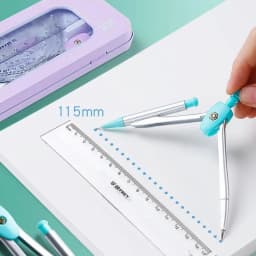 Geometry Set | Math Geometry Kit Sets | Drafting Compasses with Maths Protractor Set Squares Ruler and More for Students