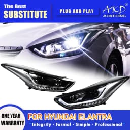 AKD Head Lamp for Hyundai Elantra LED Headlight 2011-2016 Headlights Elantra DRL Turn Signal High Beam Angel Eye Projector Lens