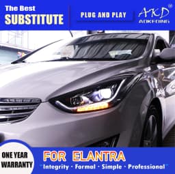AKD Head Lamp for Hyundai Elantra LED Headlight 2011-2016 Headlights Elantra DRL Turn Signal High Beam Angel Eye Projector Lens