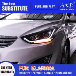 AKD Head Lamp for Hyundai Elantra LED Headlight 2011-2016 Headlights Elantra DRL Turn Signal High Beam Angel Eye Projector Lens