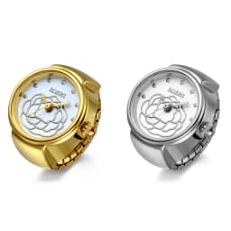 LANCARDO Trendy Fashion Finger Watch Flower Dial Elastic Stretchy Quartz Watch Rings Hip Hop Unisex Couple Fashion Jewelry