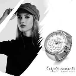 LANCARDO Trendy Fashion Finger Watch Flower Dial Elastic Stretchy Quartz Watch Rings Hip Hop Unisex Couple Fashion Jewelry