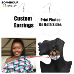 SOMEHOUR Love Queen Boom Comic Print Wooden Drop Earrings OMG LOL Bubble Cartoon Cute Pop Loops Dangle Jewelry Women Girls Gift