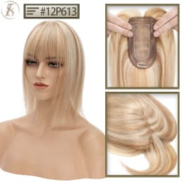 TESS Women Topper Clip In Hair Extensions 7x12.5cm Hair Toppers Natural Hair Wigs 100% Human Hair For Women Silk Base Hair Clips