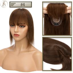TESS Women Topper Clip In Hair Extensions 7x12.5cm Hair Toppers Natural Hair Wigs 100% Human Hair For Women Silk Base Hair Clips