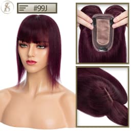 TESS Women Topper Clip In Hair Extensions 7x12.5cm Hair Toppers Natural Hair Wigs 100% Human Hair For Women Silk Base Hair Clips