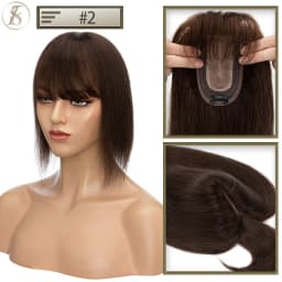 TESS Women Topper Clip In Hair Extensions 7x12.5cm Hair Toppers Natural Hair Wigs 100% Human Hair For Women Silk Base Hair Clips
