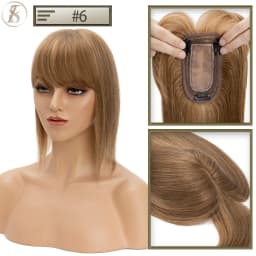 TESS Women Topper Clip In Hair Extensions 7x12.5cm Hair Toppers Natural Hair Wigs 100% Human Hair For Women Silk Base Hair Clips