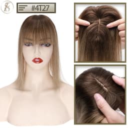 TESS Women Topper Clip In Hair Extensions 7x12.5cm Hair Toppers Natural Hair Wigs 100% Human Hair For Women Silk Base Hair Clips