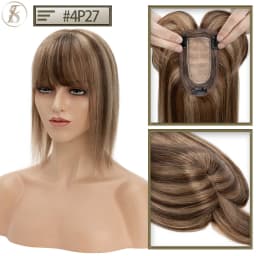 TESS Women Topper Clip In Hair Extensions 7x12.5cm Hair Toppers Natural Hair Wigs 100% Human Hair For Women Silk Base Hair Clips