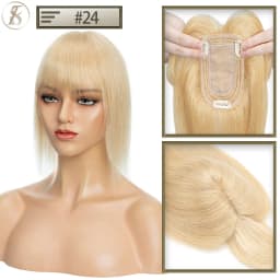 TESS Women Topper Clip In Hair Extensions 7x12.5cm Hair Toppers Natural Hair Wigs 100% Human Hair For Women Silk Base Hair Clips