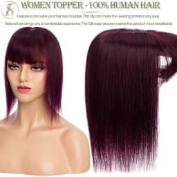 TESS Women Topper Clip In Hair Extensions 7x12.5cm Hair Toppers Natural Hair Wigs 100% Human Hair For Women Silk Base Hair Clips