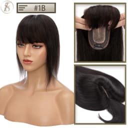 TESS Women Topper Clip In Hair Extensions 7x12.5cm Hair Toppers Natural Hair Wigs 100% Human Hair For Women Silk Base Hair Clips