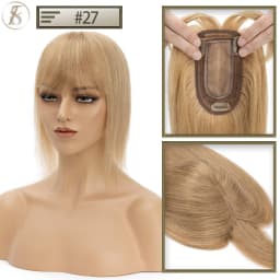 TESS Women Topper Clip In Hair Extensions 7x12.5cm Hair Toppers Natural Hair Wigs 100% Human Hair For Women Silk Base Hair Clips