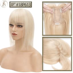 TESS Women Topper Clip In Hair Extensions 7x12.5cm Hair Toppers Natural Hair Wigs 100% Human Hair For Women Silk Base Hair Clips