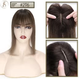 TESS Women Topper Clip In Hair Extensions 7x12.5cm Hair Toppers Natural Hair Wigs 100% Human Hair For Women Silk Base Hair Clips