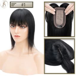 TESS Women Topper Clip In Hair Extensions 7x12.5cm Hair Toppers Natural Hair Wigs 100% Human Hair For Women Silk Base Hair Clips